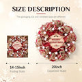 Christmas Wreath for Front Door, Mesh Wreath with Red Gold Ribbon