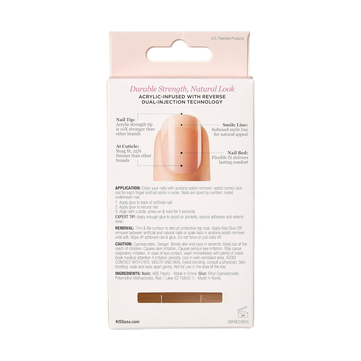 KISS Salon Acrylic Press On Nails, Nail glue included, 'Cashmere', French, Medium Size, Squoval Shape, Includes 28 Nails, 2g Glue, 1 Manicure Stick, 1 Mini file
