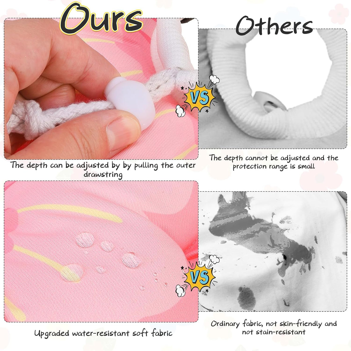 EXPAWLORER Cat Cone Collar Soft, Cat E Collar Recovery After Surgery to Stop Licking, Adjustable Waterproof Cute Neck Elizabethan Pet Kitten Puppy Donut Pillow for Cats Puppy Wound Healing, PinkM