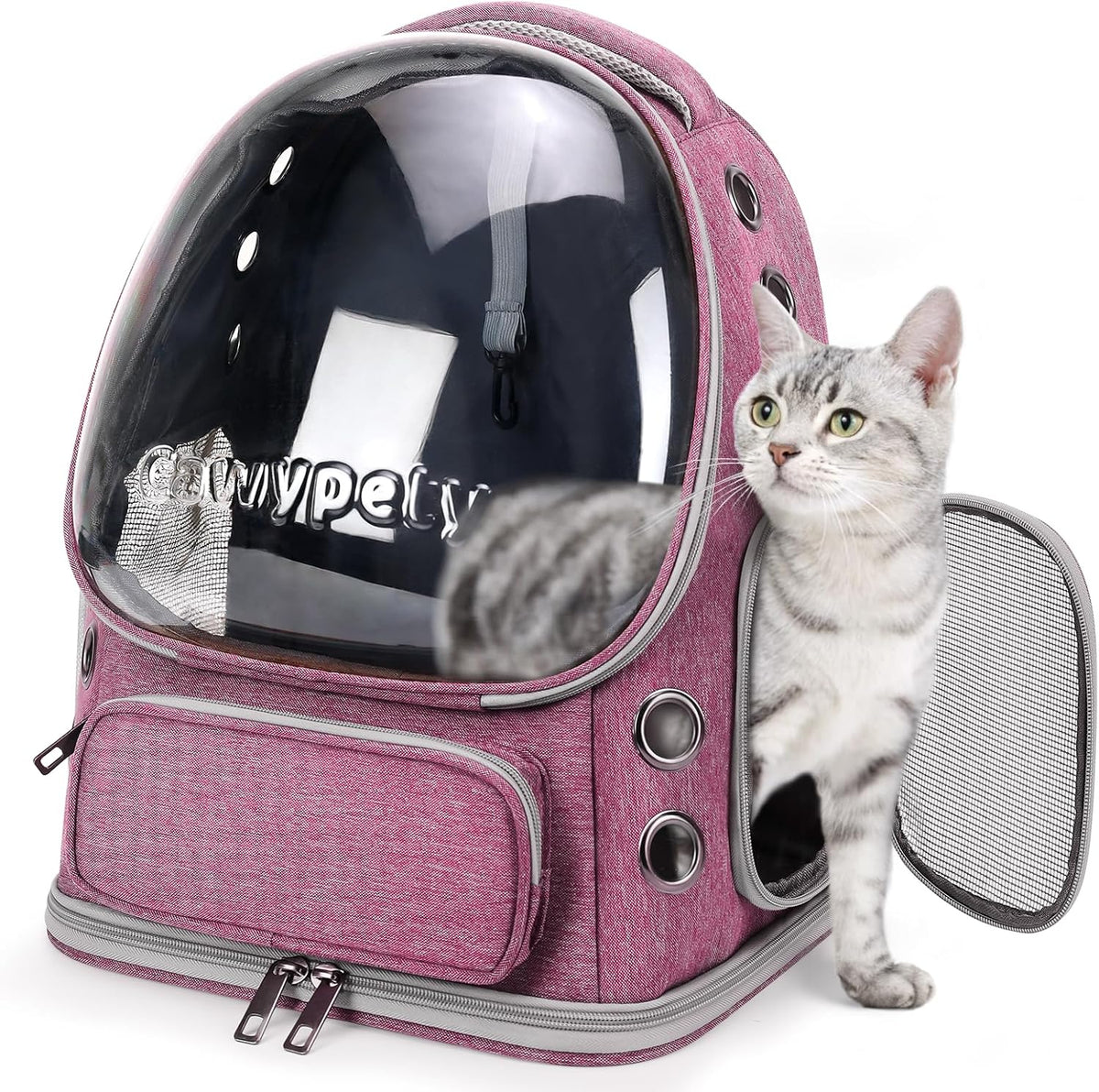 Cawypety Cat Backpack Carrier Large Space Bubble Backpack up to 12lbs Pink