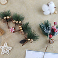 25PCS Artificial Pine Picks, Pine Needles Branches with Gold Berry Stems, Small Fake Berries Pinecones Branches for Crafts Christmas Tree DIY Garland Holiday Wreath(Gold)