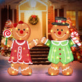Lighted 2D Gingerbread Christmas Decorations, 2 Piece Gingerbread Man