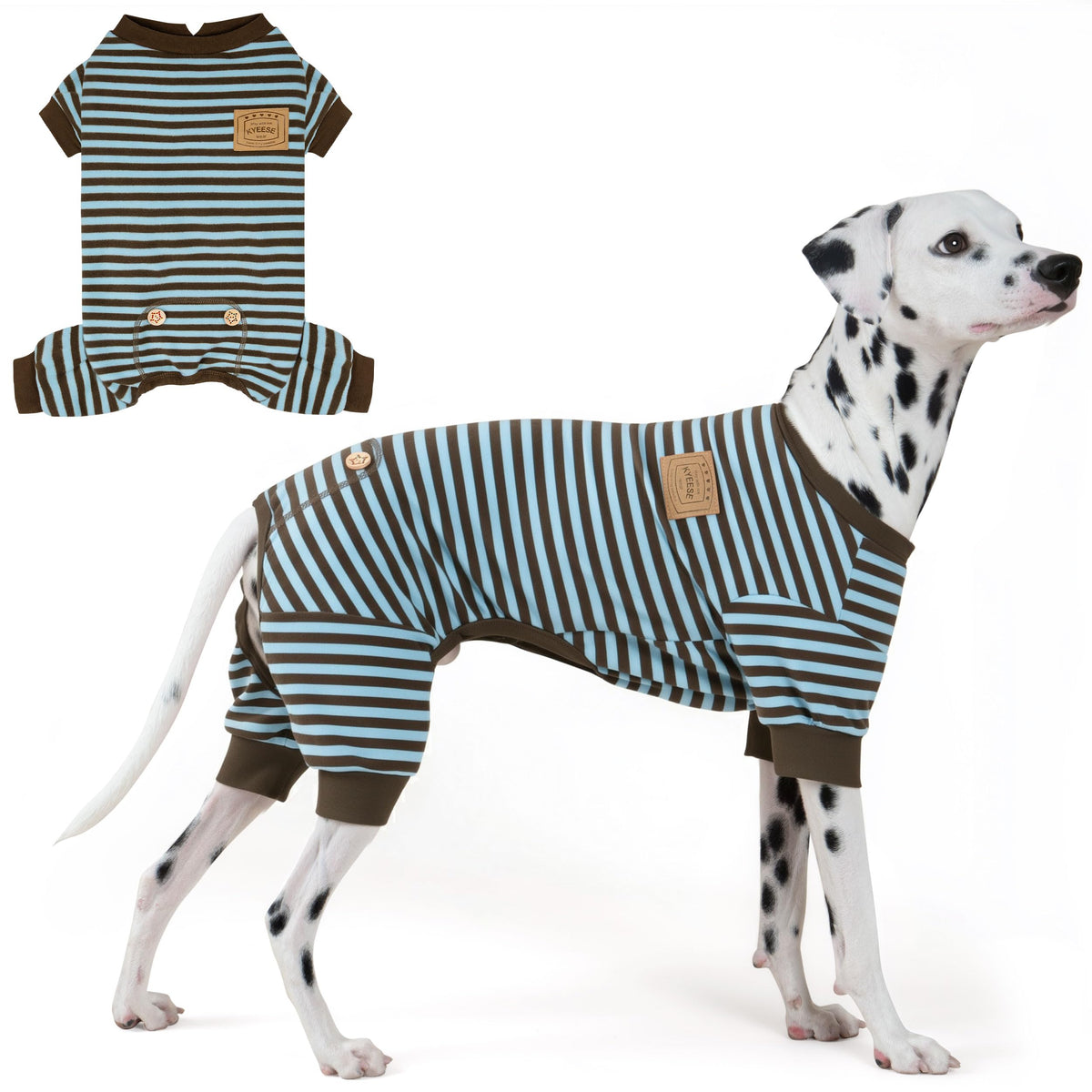 KYEESE Striped Dog Pajamas for Medium Large Dog Stretchy Onesie Daily Wear