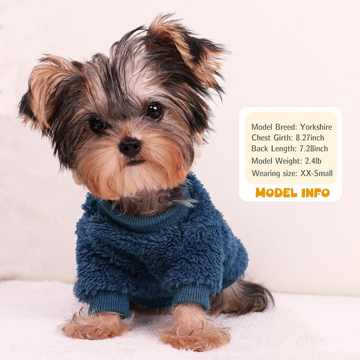 Cozy Pet Fleece Sweater, Double Velvet Winter Dog Clothes, Purple and Cream, Set of 2 (Navy Blue+Grey, X-Small)