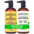 PURA D'OR Anti-Thinning Biotin Shampoo & Hair Regrowth Conditioner, CLINICALLY TESTED Effective Results, Thickening Herbal Blend For Women & Men, Original Gold Label Set, Natural Earthy Scent, 16oz x2