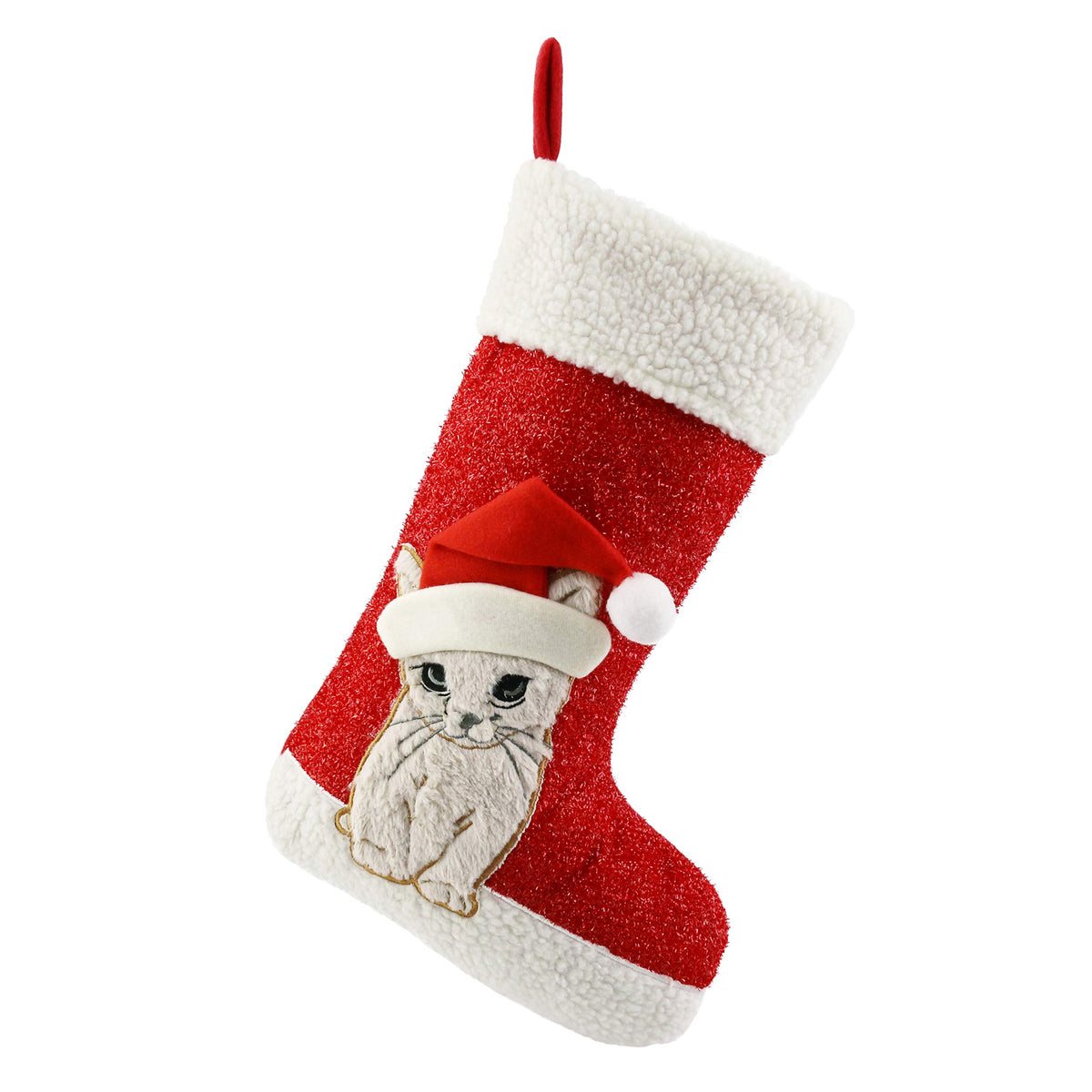 WEWILL 18" Dog Felt Christmas Stockings Paws Puppy Red Xmas Stocking Decor