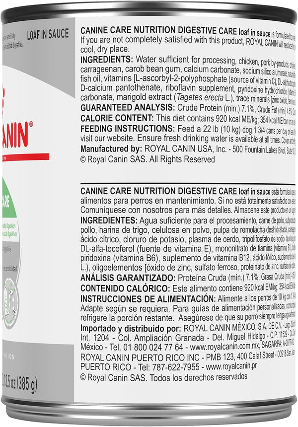 Royal Canin Canine Care Nutrition Digestive Care Adult Loaf in Sauce Dog Food, 13.5 oz (Pack of 12)