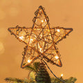 ODEETRONIC Christmas Star Tree Topper Lights, 9.5in UL Certified 3D Star Tree Topper, Double Sided Christmas Tree-top with 10 Count Incandescent Warm White Lights for Xmas Tree Home Decor, Gold