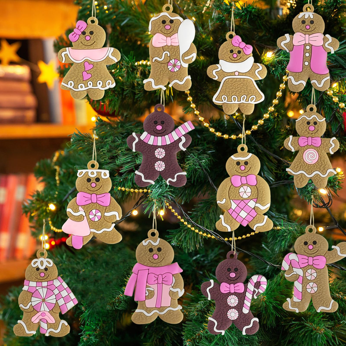 kockuu 16pcs Gingerbread Man Ornaments for Christmas Tree Decorations