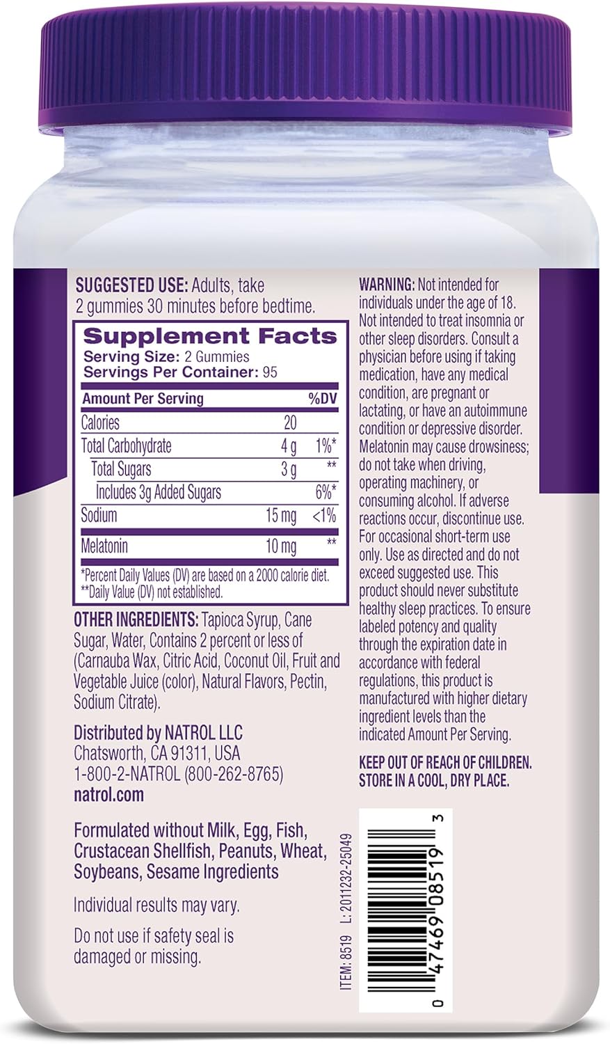 Natrol Melatonin Gummies, Sleep Support, 190 Strawberry-Flavored Adult Melatonin Gummies, 10 mg Sleep Aids for Adults