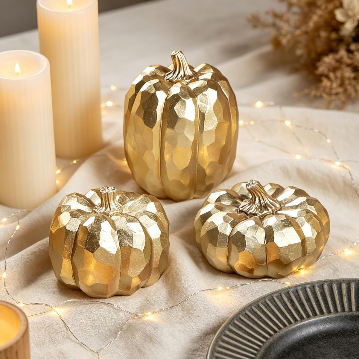 winemana Fall Decorations for Home Mini Pumpkins Gourds & Leaves Set