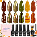 Beetles Halloween Cat Eye Gel Nail Polish Set, 6 Colors Glitter Gel