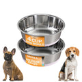 Neater Pet Brands Stainless Steel Dog Bowls with Non-Slip Rubber Bottom – Set of 2, 6 Cup (48 oz), Black - Heavy Duty Metal Dog Bowl, Dishwasher Safe, Food or Water Bowl, Ideal for Large Dogs