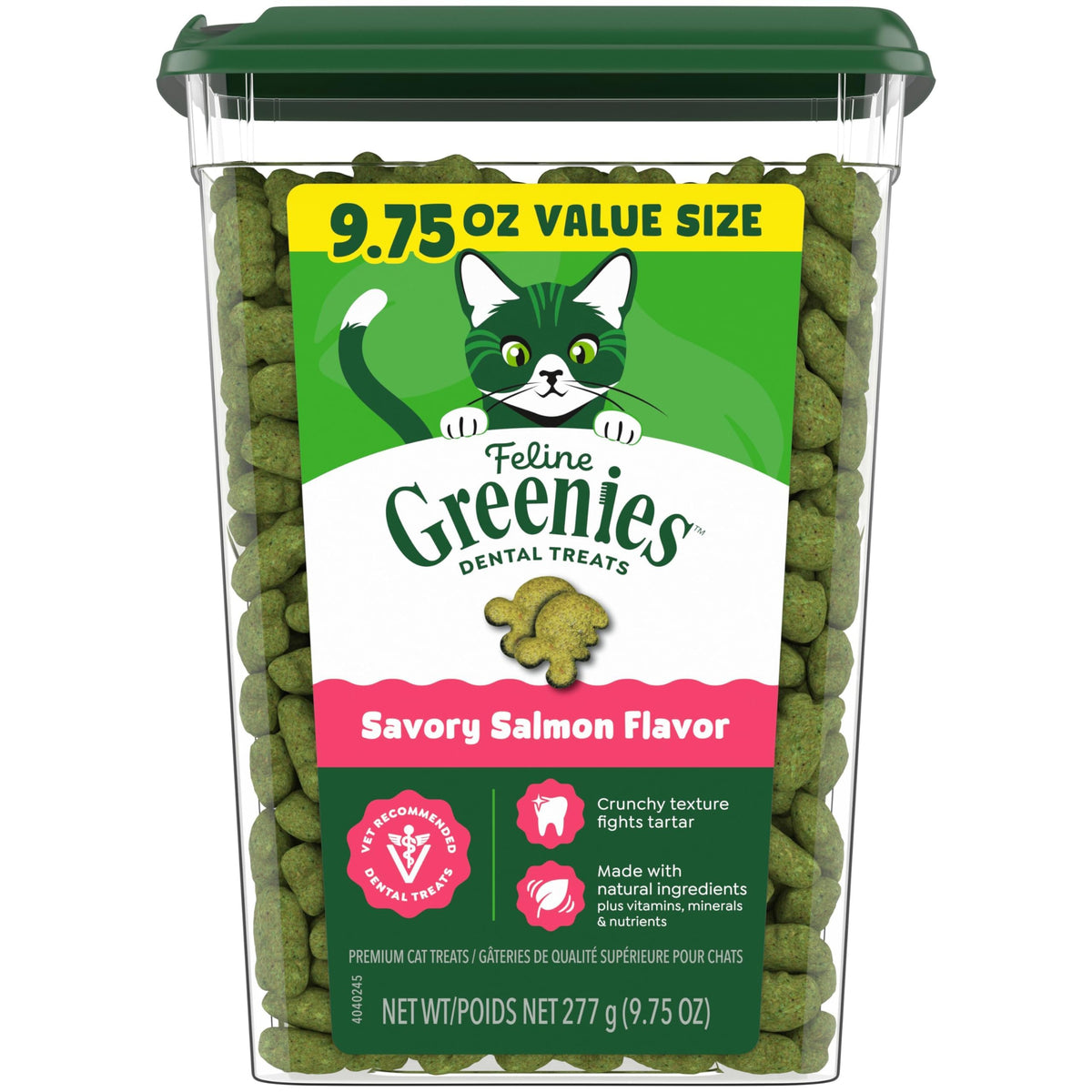 Greenies Cat Treats, Feline Veterinarian-Recommended Adult Natural Dental Cat Treats, Savory Salmon Flavor, 4.6 oz. Pouch