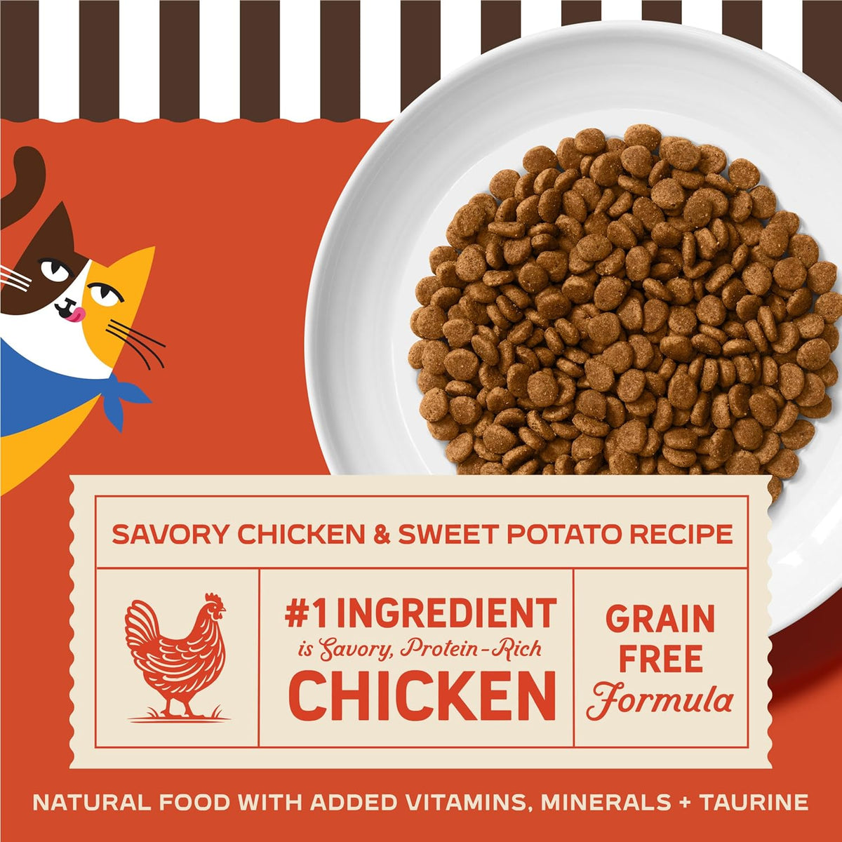 Merrick Purrfect Bistro Grain Free Chicken and Sweet Potato Recipe Natural Dry Cat Food for Adult Cats, High Protein, Outdoor or Indoor Cat Food - 12 lb. Bag