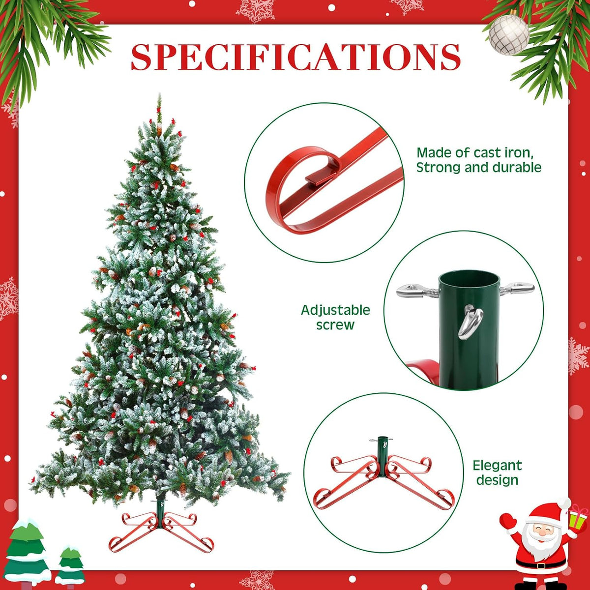 Foilswirl Christmas Tree Stand for Artificial Fake Tree 4 to 8 FT, Mix