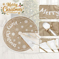 Burlap Christmas Tree Skirt Khaki Embroidered Christmas Tree Mat