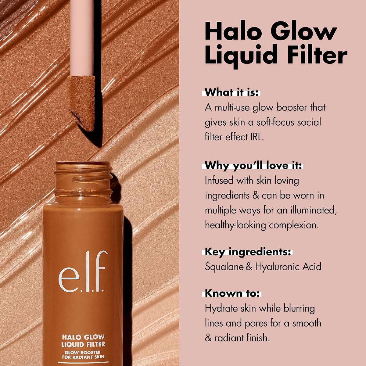 e.l.f. Halo Glow Liquid Filter, Hydrating Complexion Boost, 1 Fair