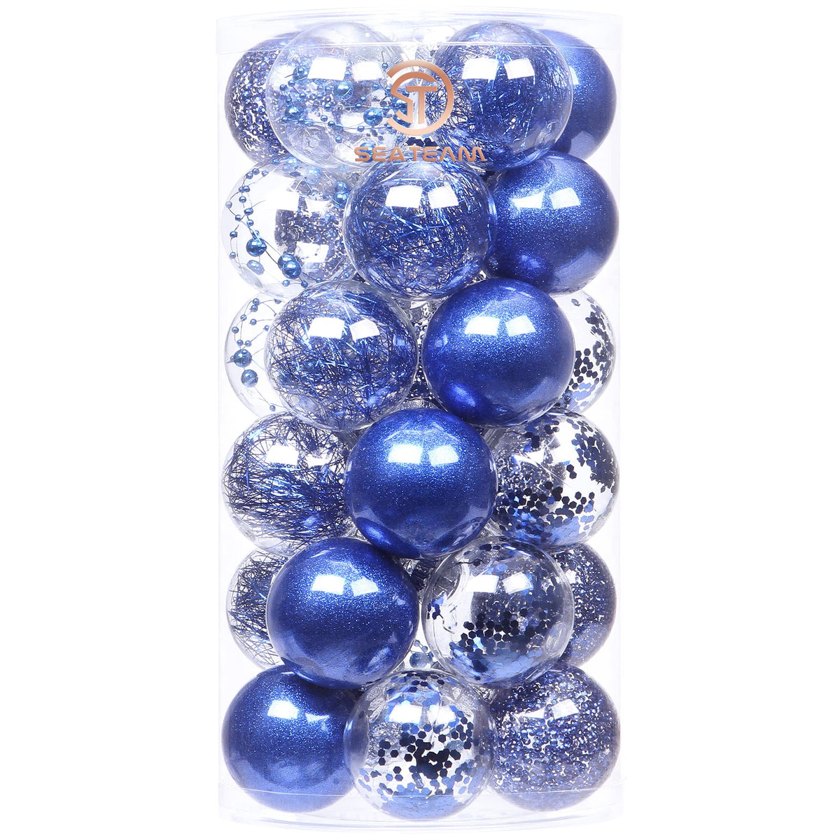 Sea Team 30-Pack Clear Christmas Ball Ornaments with Fillers, Champagne