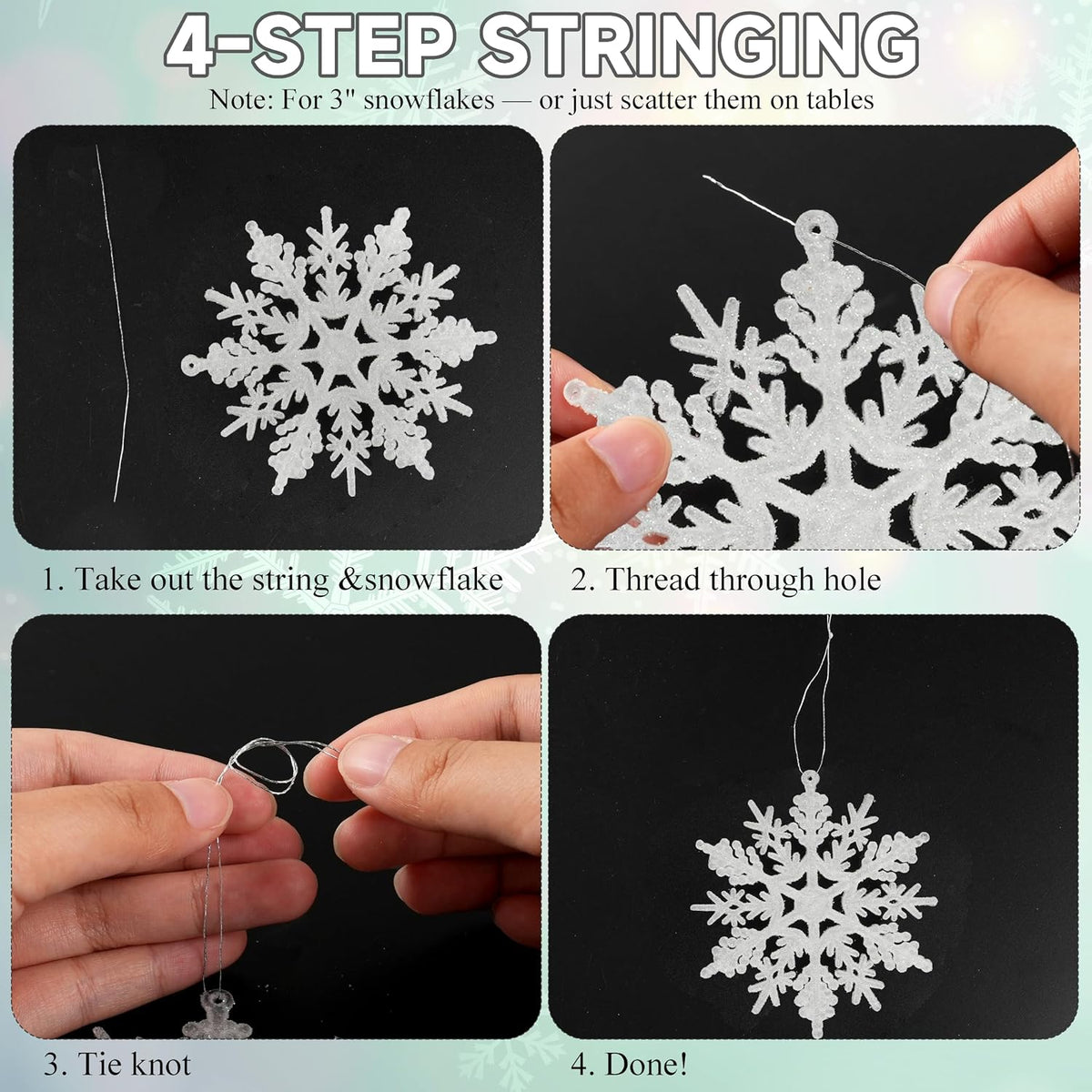 kockuu Christmas Decorations Snowflake Ornament White for Tree Decor Craft