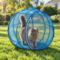 Outdoor Cat Enclosure, Giant Cat Hamster Ball for Outside, Mesh Ball Cat Cage, 360 Panoramic Rolling Cat Playpen, Foldable Breathable Mesh Pet Playpen with Zipper, Cat Outdoor Ball Cage