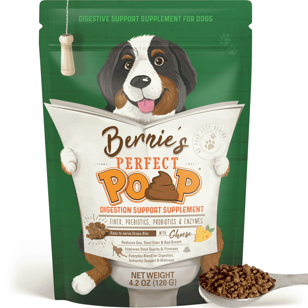 Perfect Poop Digestion & General Health Supplement for Dogs: Fiber, Prebiotics, Probiotics & Enzymes Relieves Digestive Conditions, Optimizes Stool, and Improves Health (Chicken, 4.2)