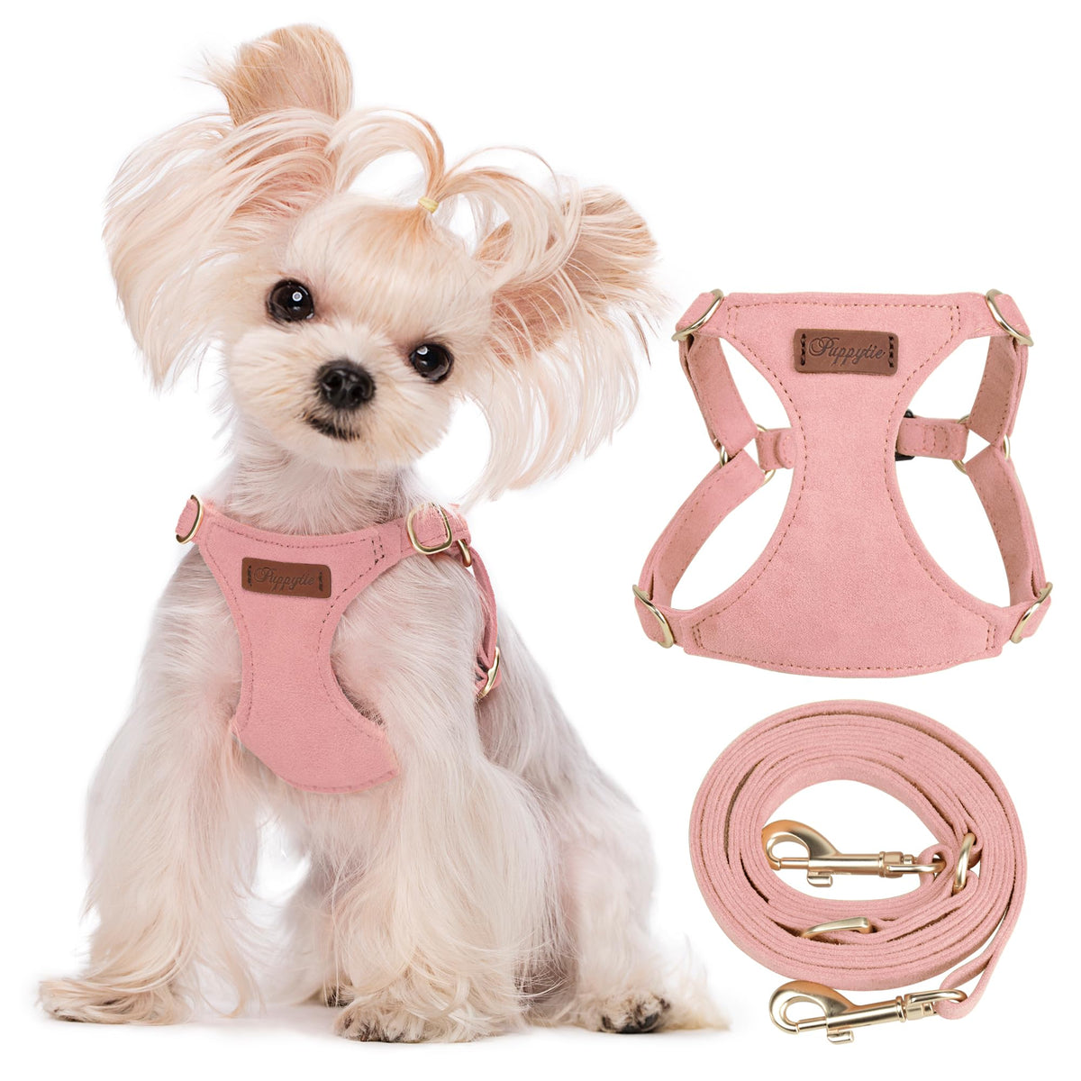 Puppytie xs Dog Harness with Multifunction Dog Leash,Soft Adjustable No Choke Escape Proof Pet Harness Vest,red-Camellia,XS