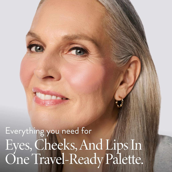 LAURA GELLER NEW YORK Glam on the Run Face, Eye & Lip Travel Makeup Palette, Baked Eyeshadows, Blush, Highlighter & Lip Glaze, All-in-One Makeup Kit for Mature Skin & On-the-Go Beauty