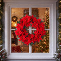Riceshoot Christmas Artificial Poinsettia Wreath 20" Christmas Red Wreath