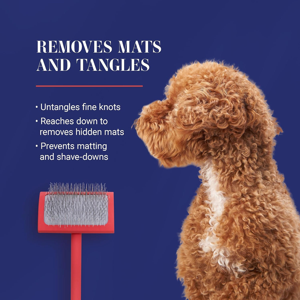 Chris Christensen Baby G Dog Slicker Brush for Dogs (Goldendoodles, Labradoodles, Poodles), Groom Like a Professional, Fluff Detangle Style, Saves Time Energy, Coral, Small