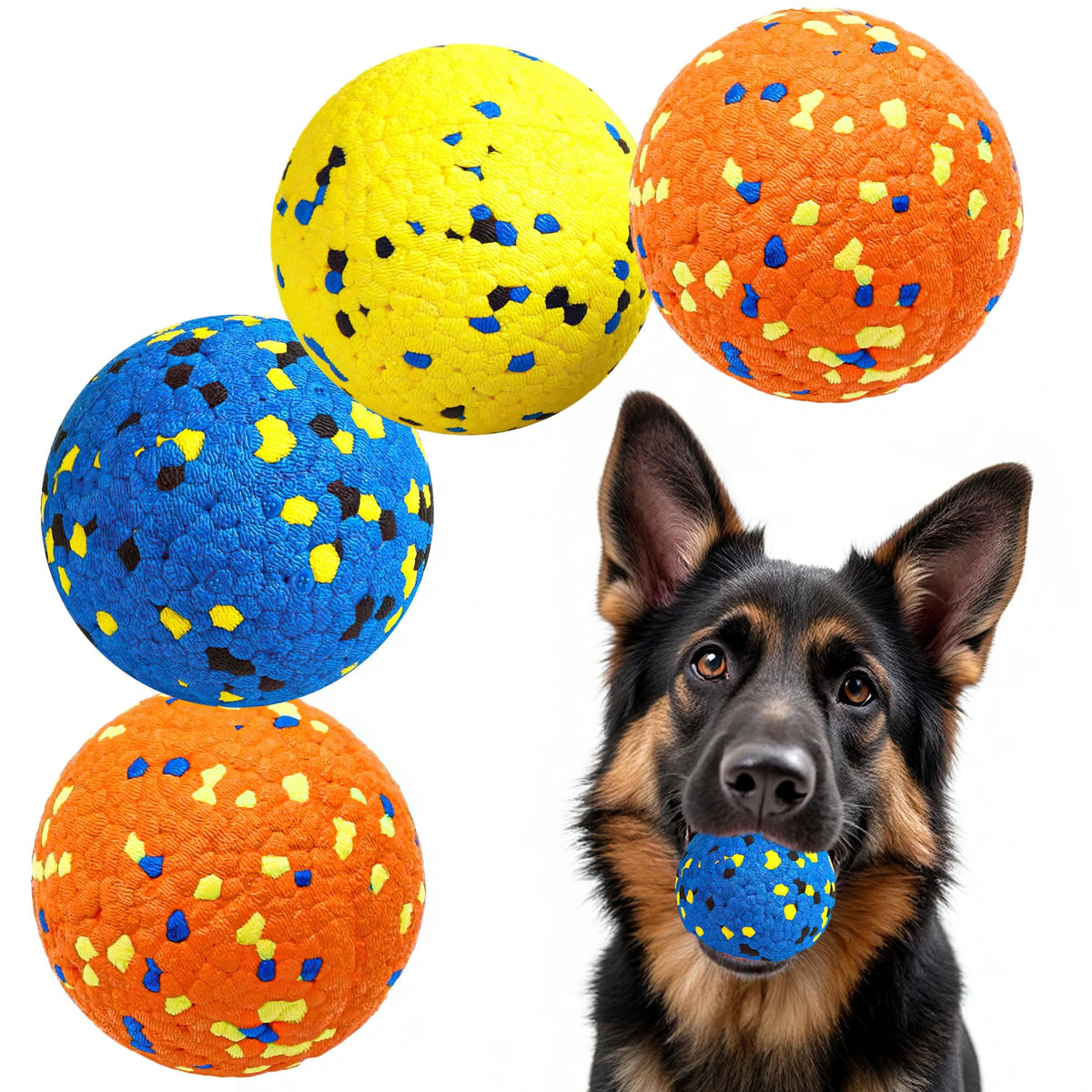 Kimee Dog Balls Tennis Ball Toys Dog Toys for Aggressive Chewers Durable Teething Chew Toys Water Toy Fetch Ball for Large Medium Small Dog and Puppies (4 Balls)