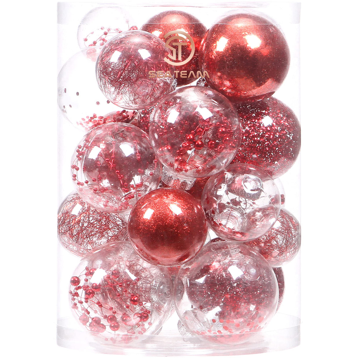 Sea Team 30-Pack Clear Christmas Ball Ornaments with Fillers, Champagne