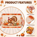 Thanksgiving Serving Trays with Handles, 19 x 11.6 Inch, Set of 2, Bamboo Fiber Serving Platter, Dishwasher Safe, with Removable Silicone Mats, Turkey and Fall Plaid