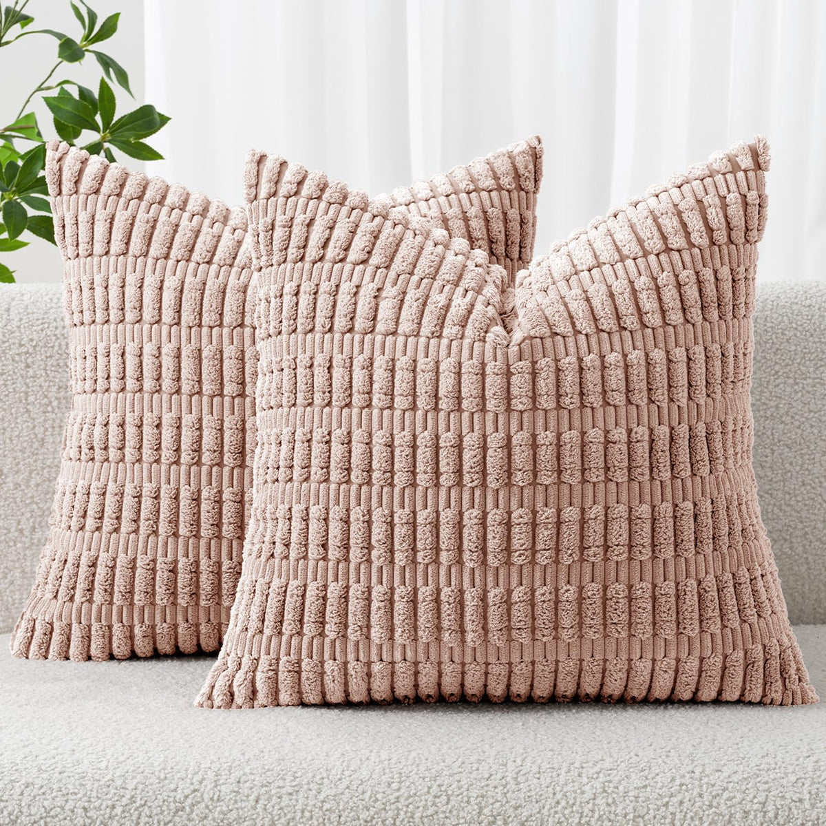 MIULEE Fall Decorative Throw Pillow Covers 18x18 Dark Rust Pack of 2
