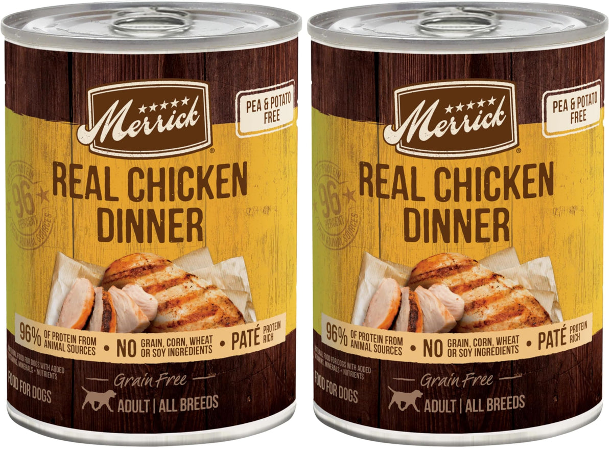 Merrick Grain Free Premium And Natural Canned Dog Food, Soft And Healthy Poultry Free Wet Recipe, Real Beef Lamb And Bison - (Pack of 12) 12.7 oz. Cans