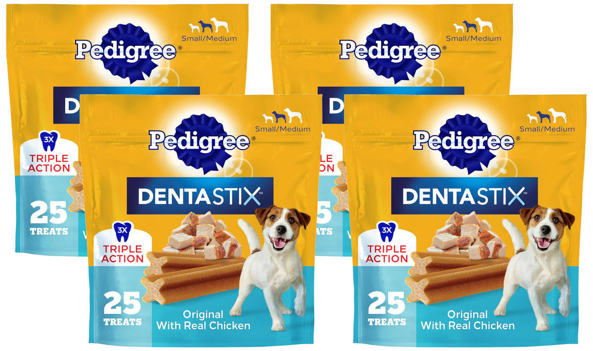 Pedigree Dentastix Small & Medium Breed Dog Treats, Original with Real Chicken, Dog Dental Treats, 21.1 oz. Bag (45 Treats Total)