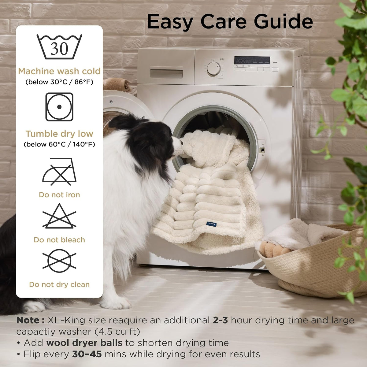 Bedsure ComfyFleece™ Waterproof Dog Blankets for Large Dogs,50x60 Cream | Soft Plush Couch Cover,Washable Corduroy Fleece for Furniture Protector,Cozy Calming Reversible Pet Blanket for Senior Dogs
