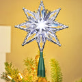 ODEETRONIC Christmas Star Tree Topper Lights, 9.5in UL Certified 3D Star Tree Topper, Double Sided Christmas Tree-top with 10 Count Incandescent Warm White Lights for Xmas Tree Home Decor, Gold