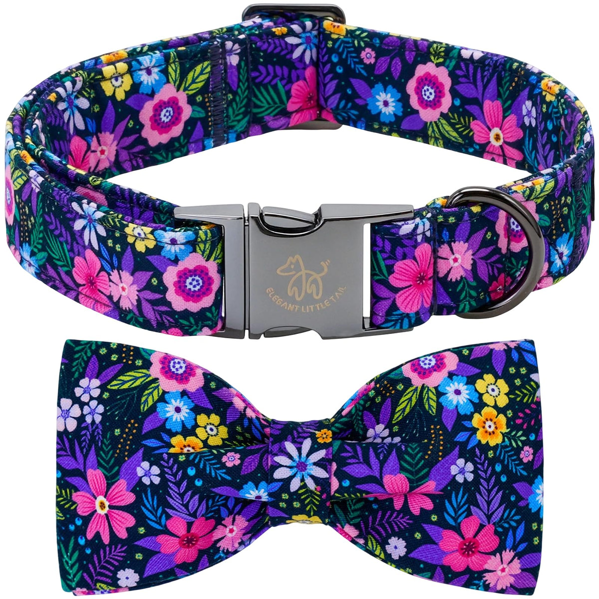Fall Dog Collar with Bow, Black and Orange Print Fall Pet Collars Small