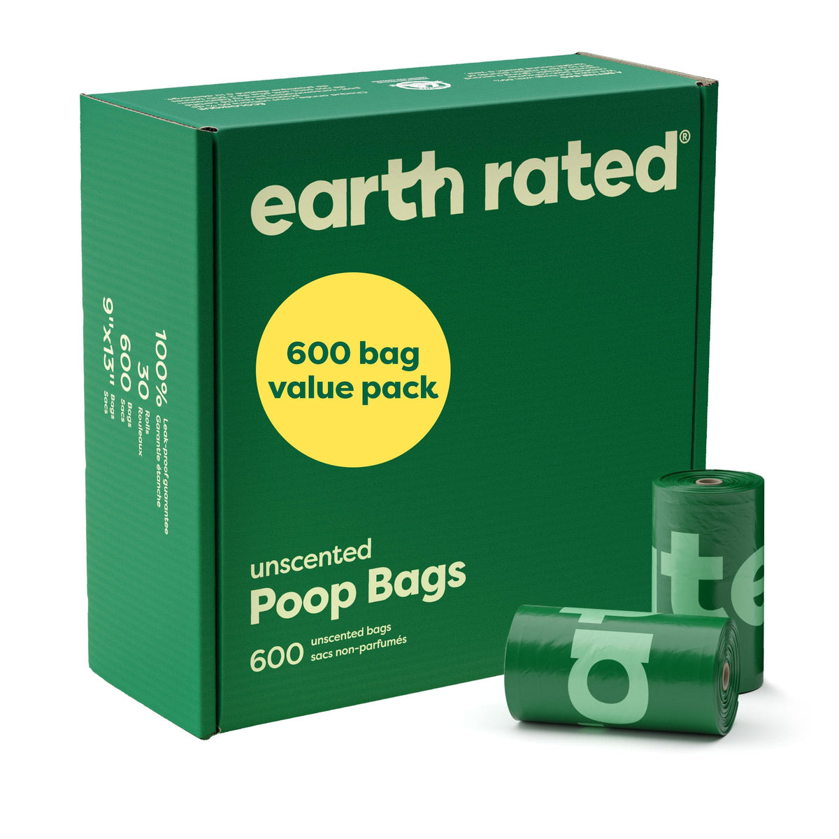 Earth Rated Poop Bags for Dogs, Guaranteed Leak Proof and Extra Thick Waste Bag Refill Rolls, Unscented, 270 Bags