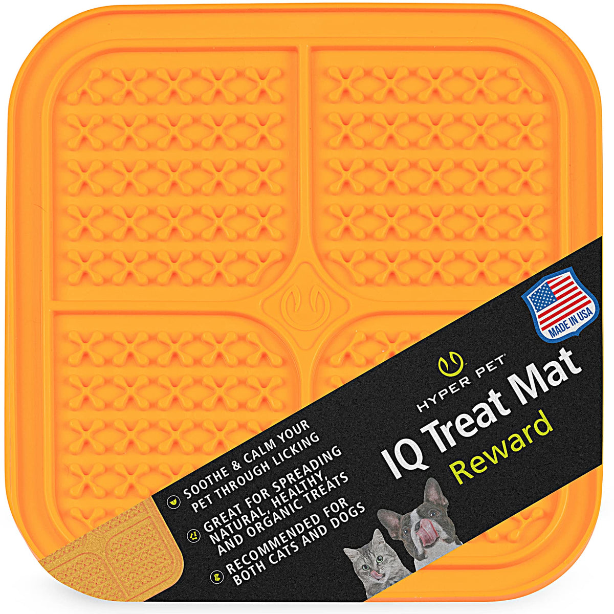 Hyper Pet IQ Treat Lick Mat for Dogs & Cats, Slow Feeder Enrichment Toys | Alternative to puzzle bowls and snuffle play, calming activity eases boredom and stress, spread soft snacks on the surface
