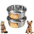Neater Pet Brands Stainless Steel Dog Bowls with Non-Slip Rubber Bottom – Set of 2, 6 Cup (48 oz), Black - Heavy Duty Metal Dog Bowl, Dishwasher Safe, Food or Water Bowl, Ideal for Large Dogs