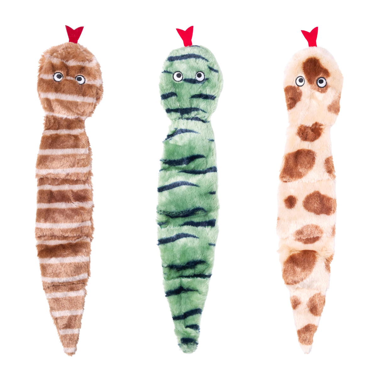 ZippyPaws Skinny Peltz - No Stuffing Dog Toy Pack to Keep Them Busy, for Medium and Large Dogs, Squeaky Pet Toys, Unstuffed Chew Toys, Soft Plush Variety Pack, Fox, Raccoon, and Squirrel - 18"