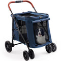 CANINE CANYON Scout Pet Stroller, Heavy Duty Dog Stroller for Large & Medium Dogs, Foldable Pet Stroller for 2 Dogs with All-Terrain Wheels, Storage Pocket & Cup Holder, 55 lbs Capacity, Grey