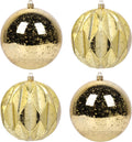 Extra Mercury Hanging Shatterproof Tree Ball Christmas Ornaments(Gold, 4 inch/4 Pcs)