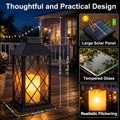 2 Pack 14'' Black Large Outdoor Solar Lanterns Outdoor Waterproof