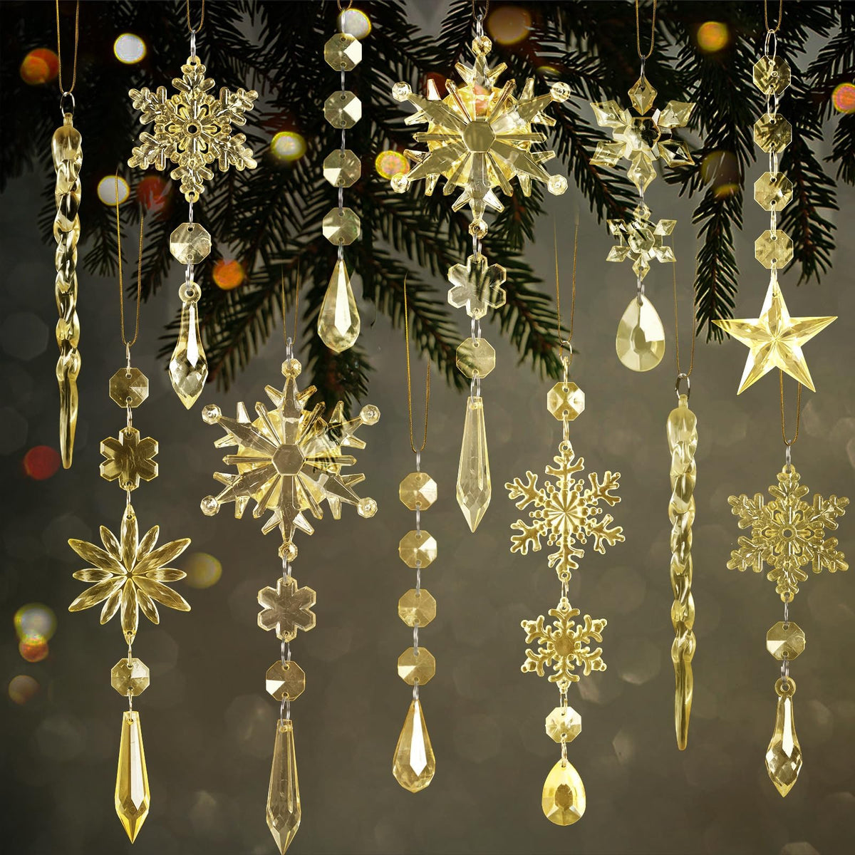 Crystal Ornaments for Christmas Tree Winter Wonderland Decorations