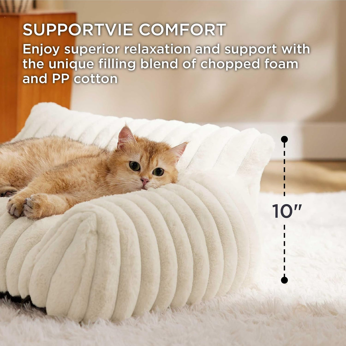 Bedsure ComfyFleece™ Shown on TV Fluffy Cute Dog Couch for Pets,30in Cream | Small & Medium Dog Bed Washable Cover,Supportive Couch Bed for Small Dogs,Pet Sofa Seen on Good Day New York,Up to 20 Lbs