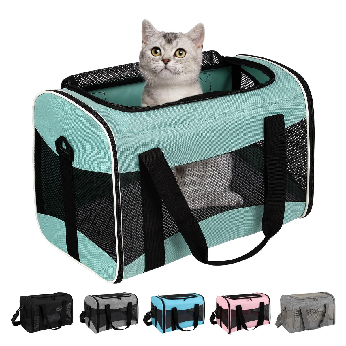 Cat Carrying Case - Pet Carrier Airline Approved, Protable and Breathable Pet Travel Carrier Removable Fleece Pad, Collapsible Cat Carrier Dog Carrier for Medium Cats Small Cats Dogs (Small, Pink)