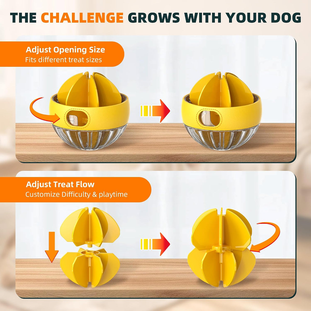 2-in-1 Dog Puzzle Toy, Interactive Treat Dispensing Ball